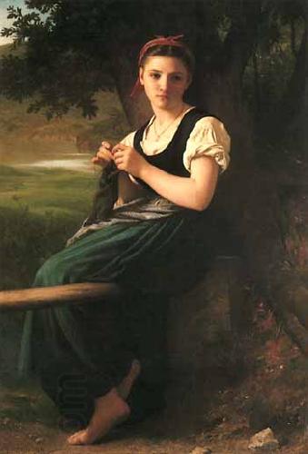 William-Adolphe Bouguereau The Knitting Woman China oil painting art